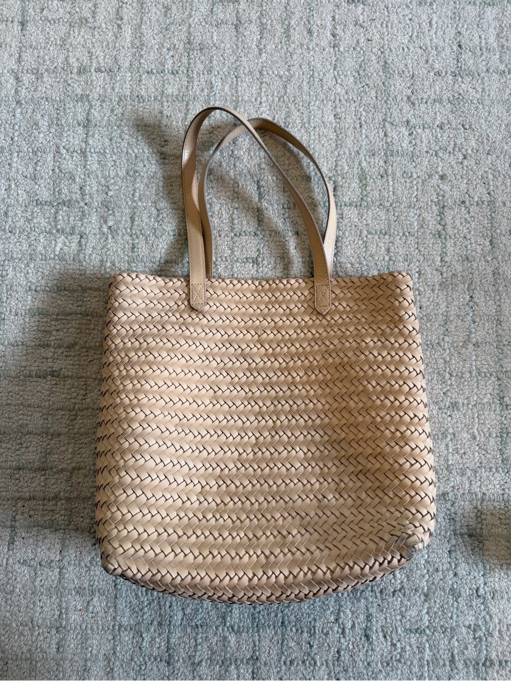 Madewell Woven Leather Tote in Light Tan